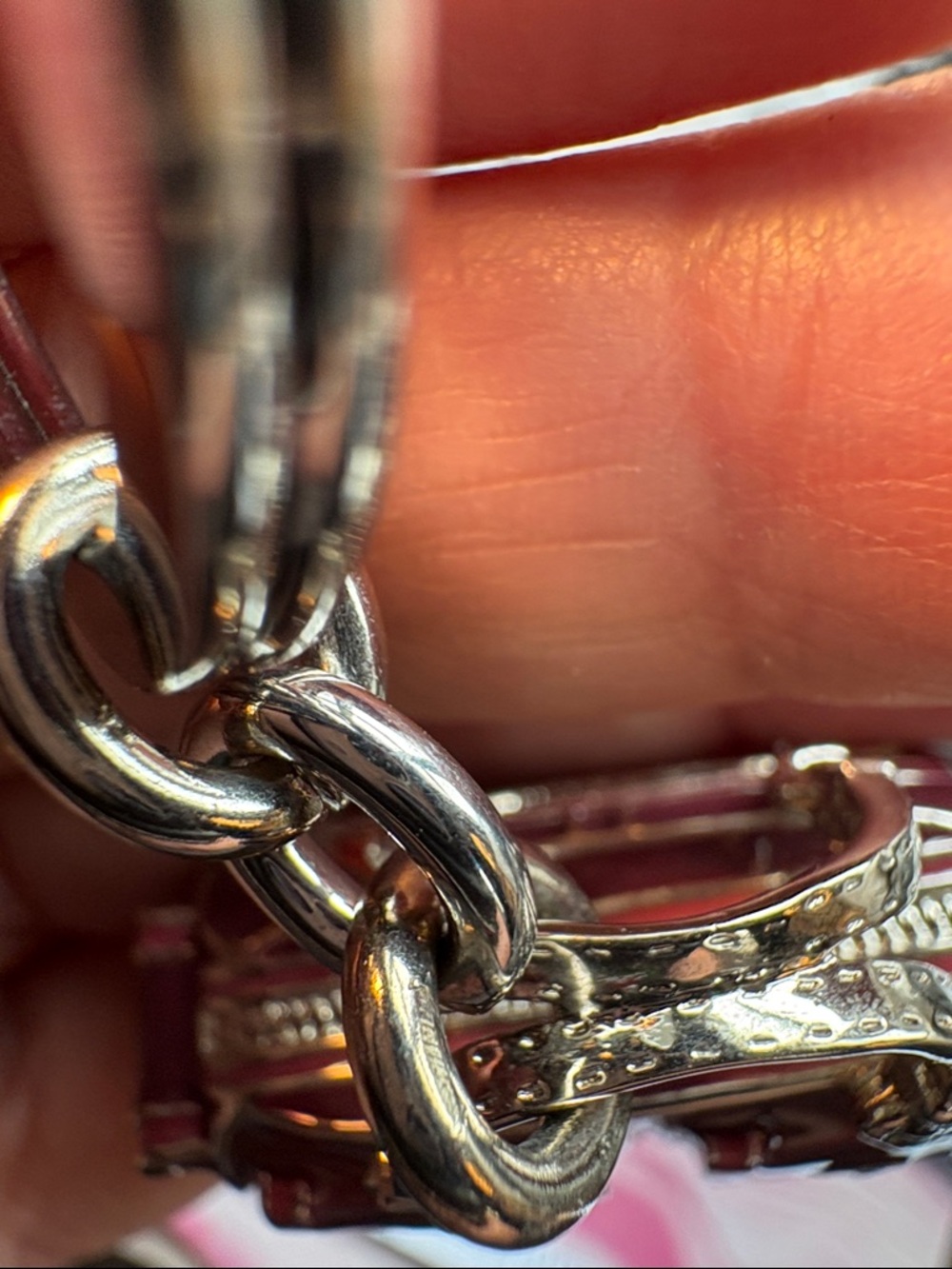 Coach Burgundy Patent Mini Satchel Key Ring with Silver Hardware - Picture 6 of 7